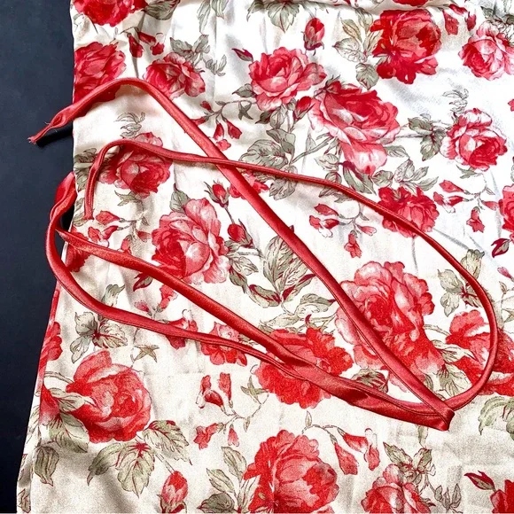 v i n t a g e :: Silky Handmade Floral Rose Flower Satin Dress - Picture 10 of 13